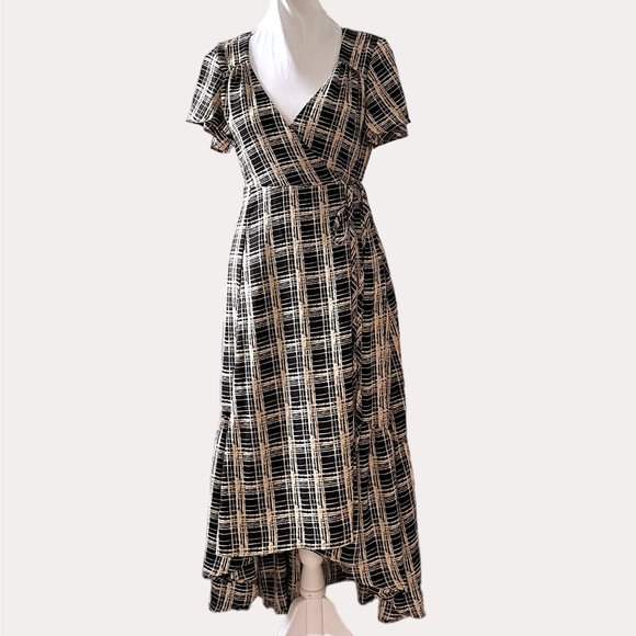 Urban Outfitters Black and White Plaid Midi Dress - Picture 1 of 13